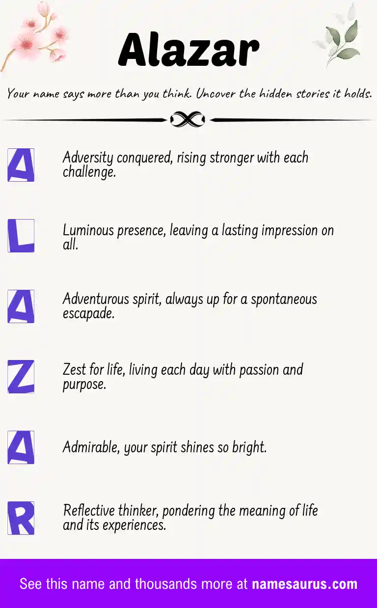 Acrostic poem about Alazar.