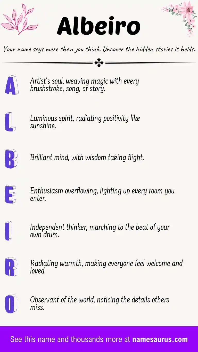 Acrostic poem about Albeiro.