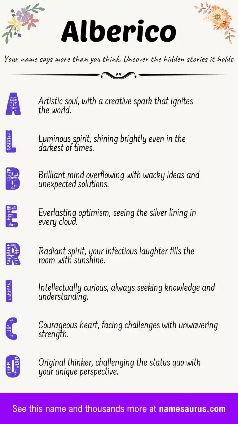 Acrostic poem about Alberico.