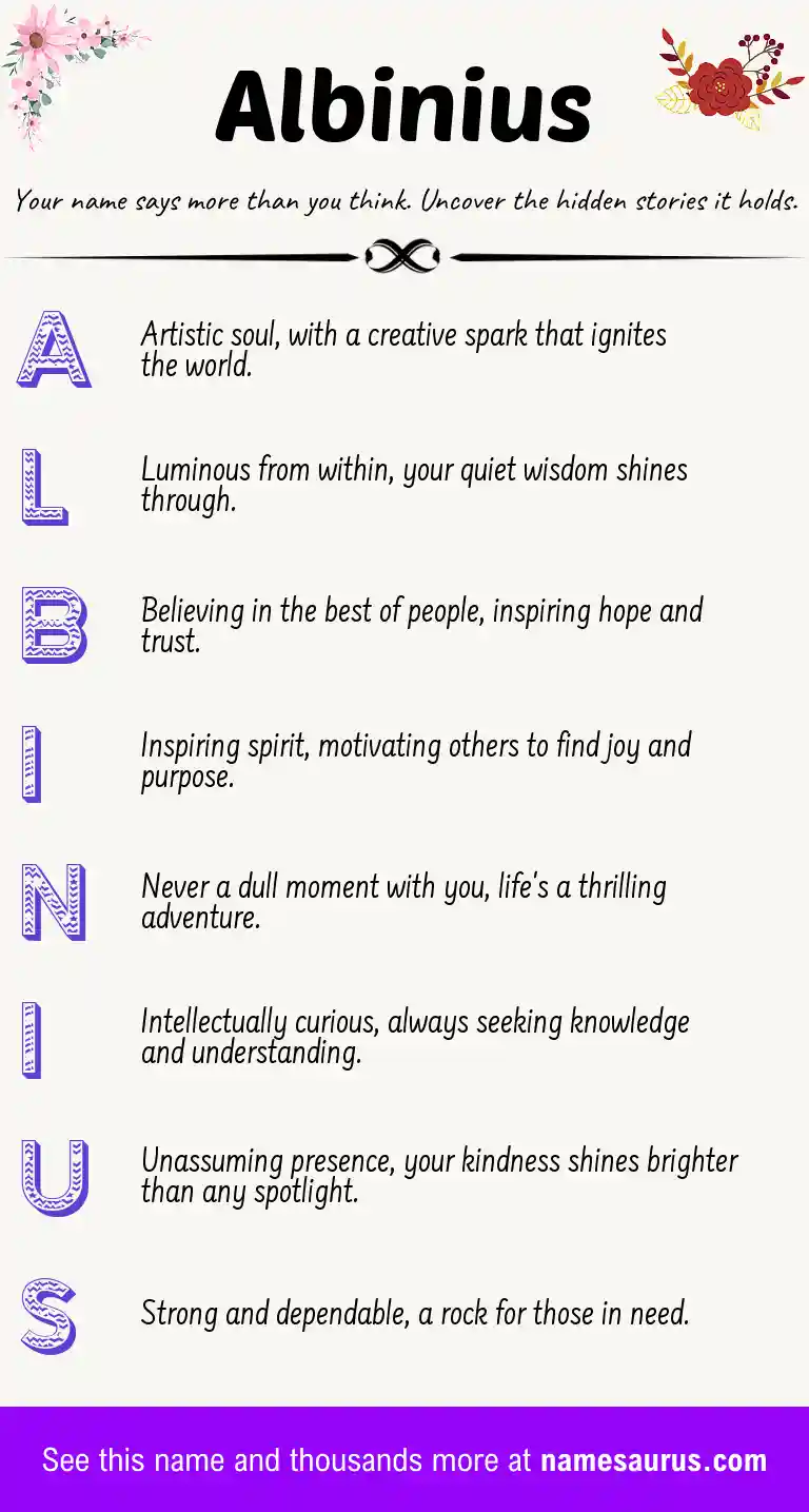 Acrostic poem about Albinius.