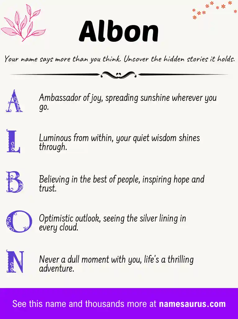 Acrostic poem about Albon.