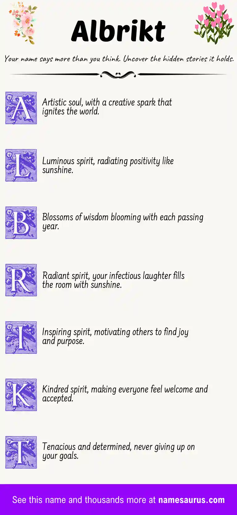 Acrostic poem about Albrikt.
