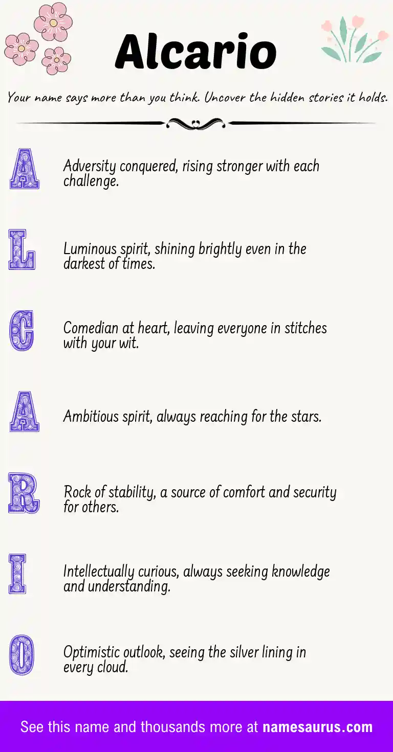 Acrostic poem about Alcario.