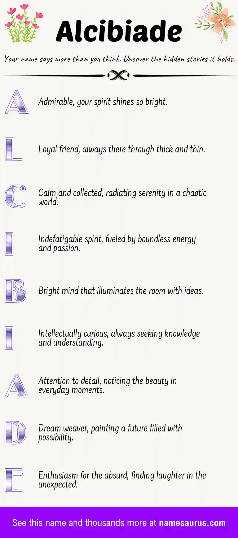Acrostic poem about Alcibiade.