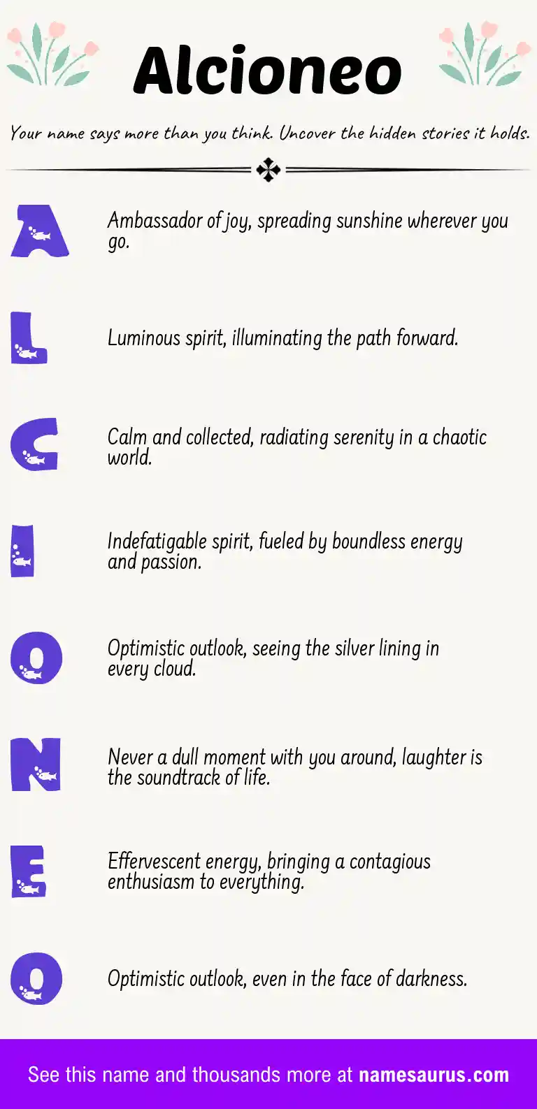Acrostic poem about Alcioneo.