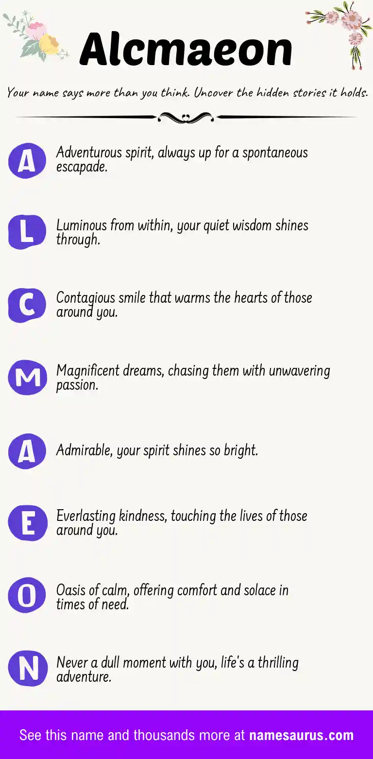 Acrostic poem about Alcmaeon.