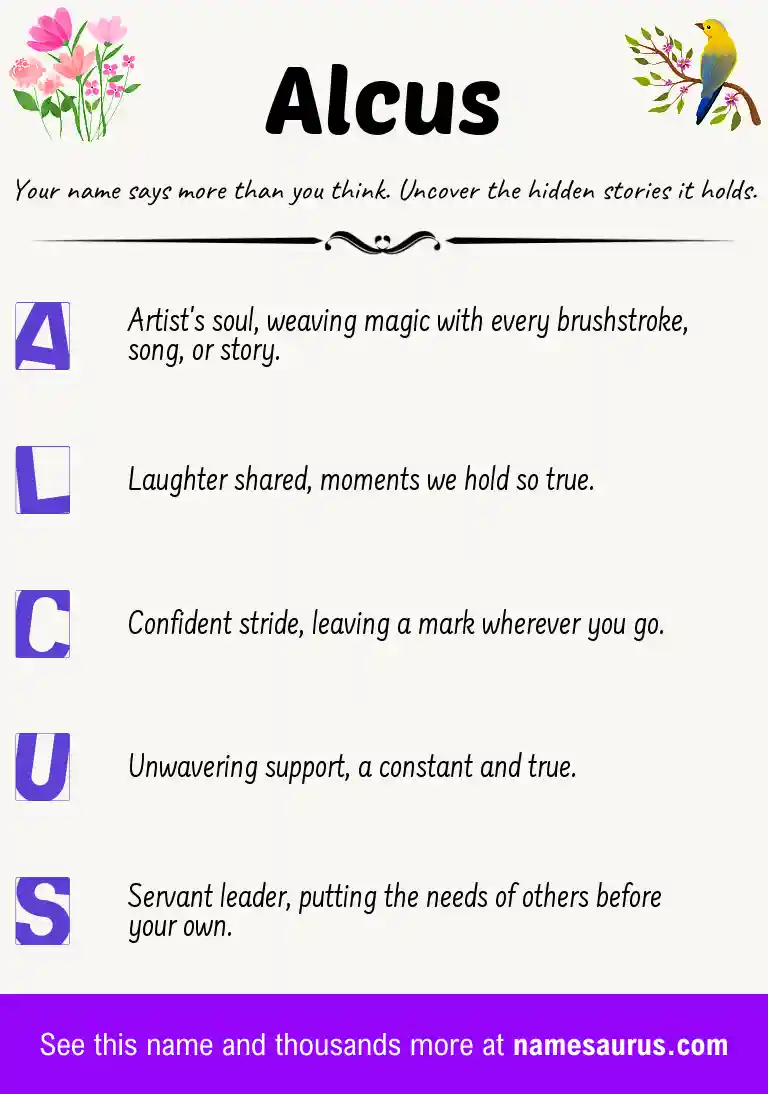 Acrostic poem about Alcus.