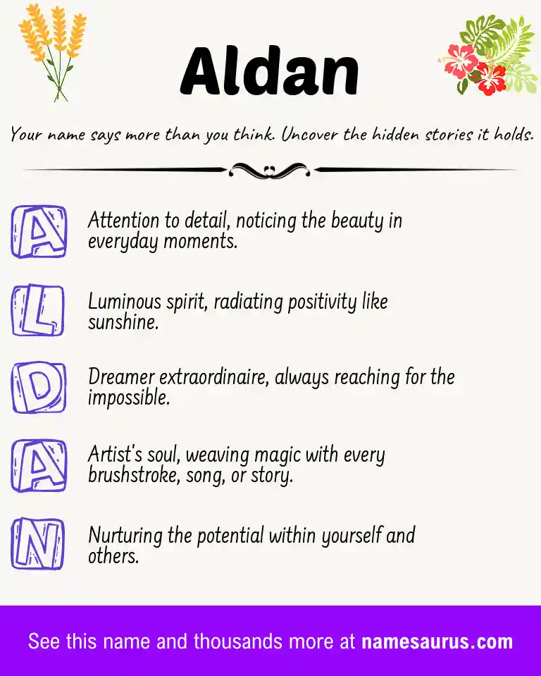 Acrostic poem about Aldan.