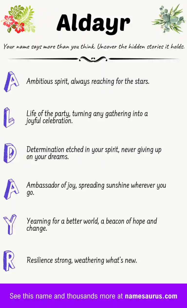 Acrostic poem about Aldayr.