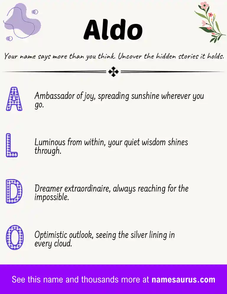 Acrostic poem about Aldo.