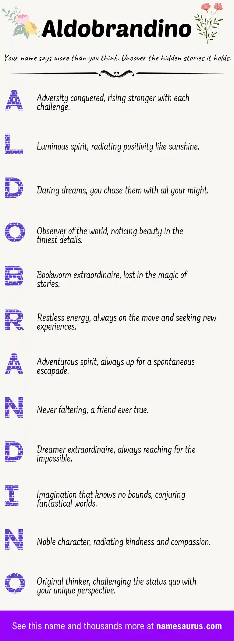 Acrostic poem about Aldobrandino.