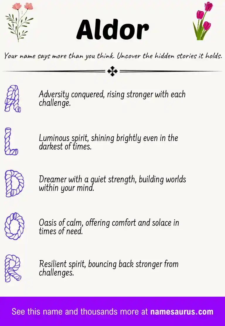 Acrostic poem about Aldor.