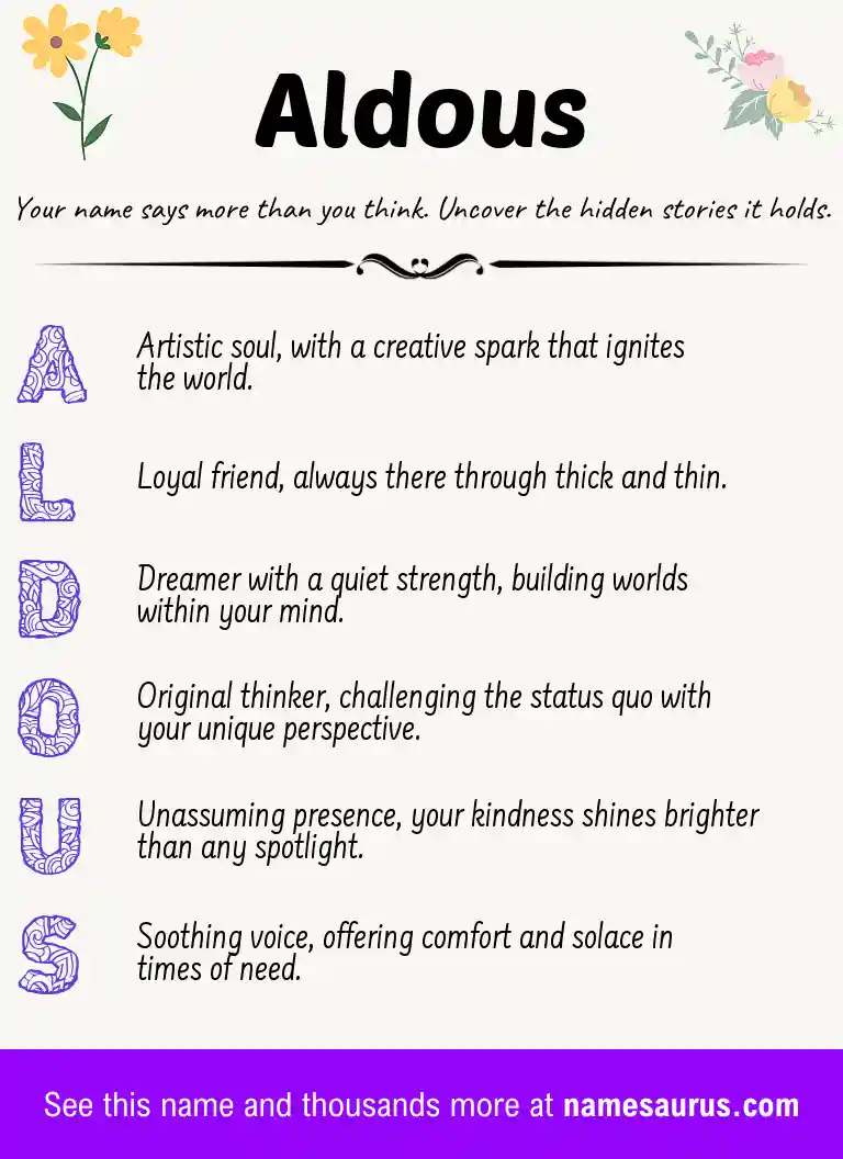Acrostic poem about Aldous.