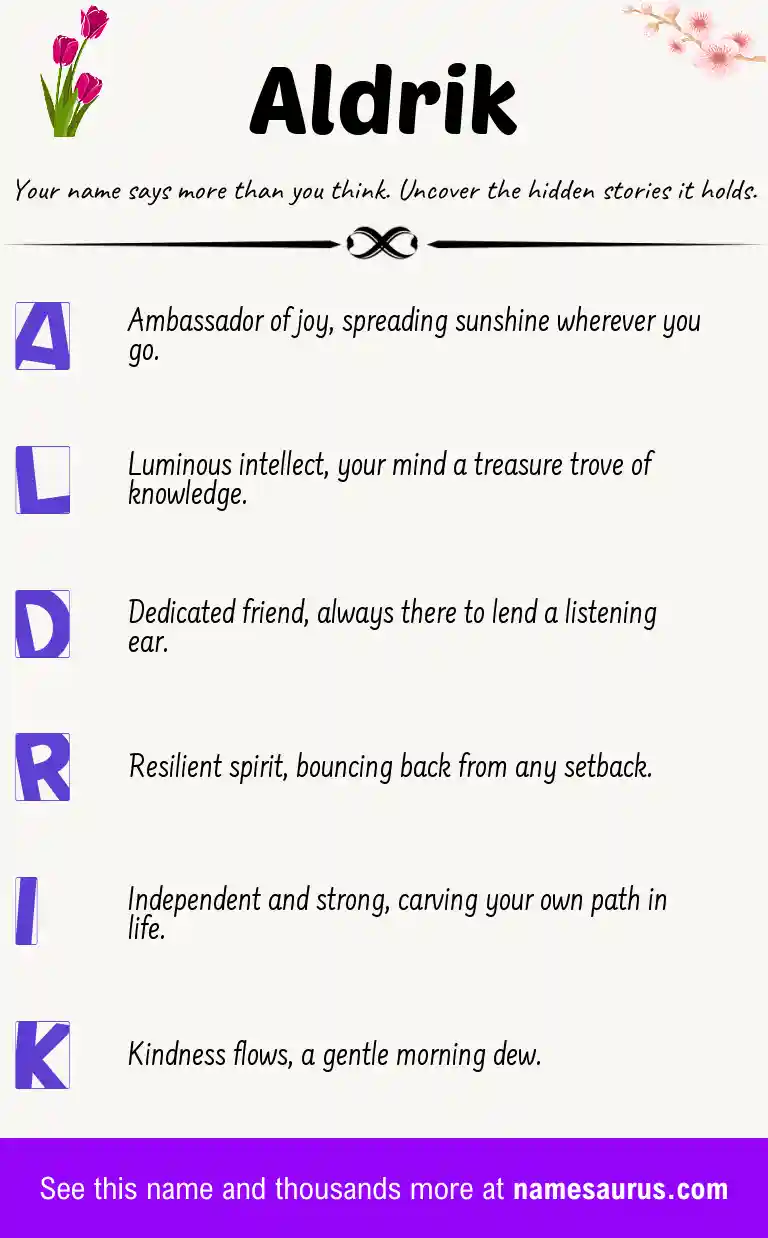 Acrostic poem about Aldrik.