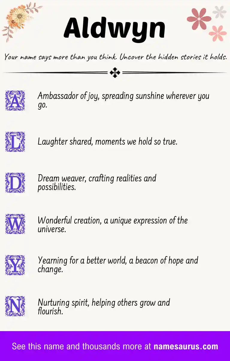 Acrostic poem about Aldwyn.