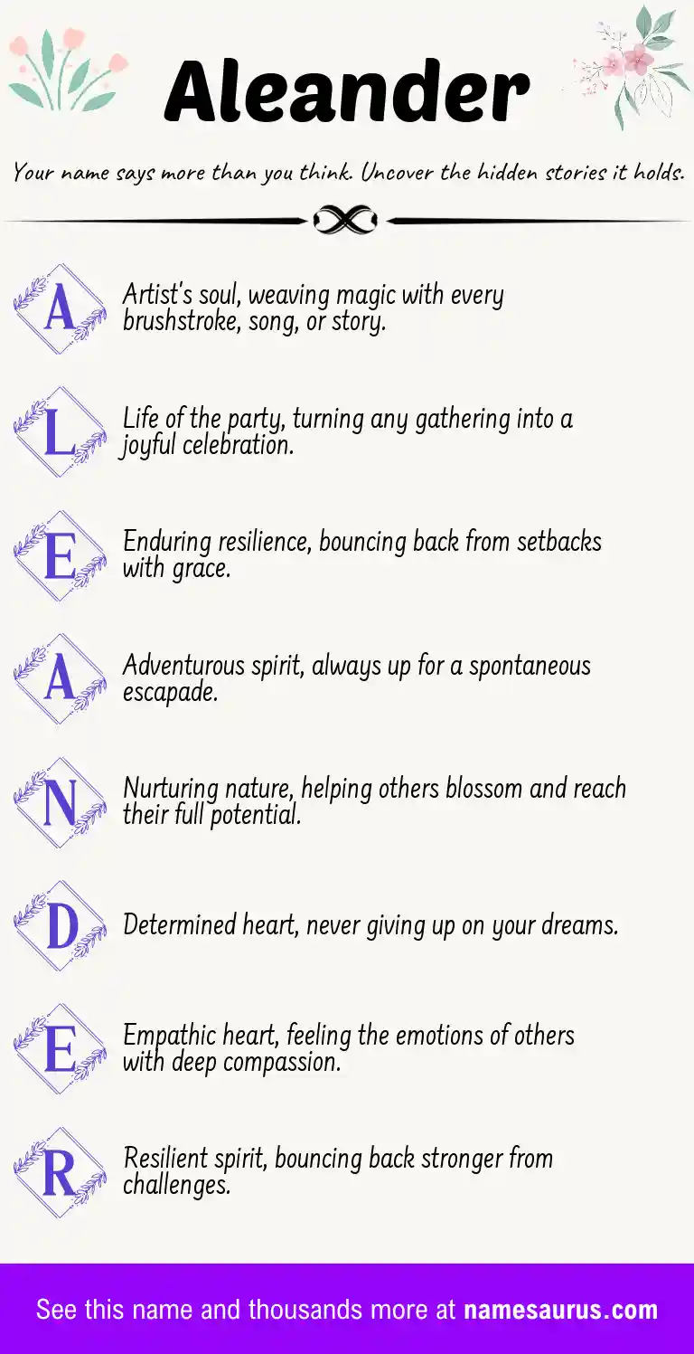 Acrostic poem about Aleander.
