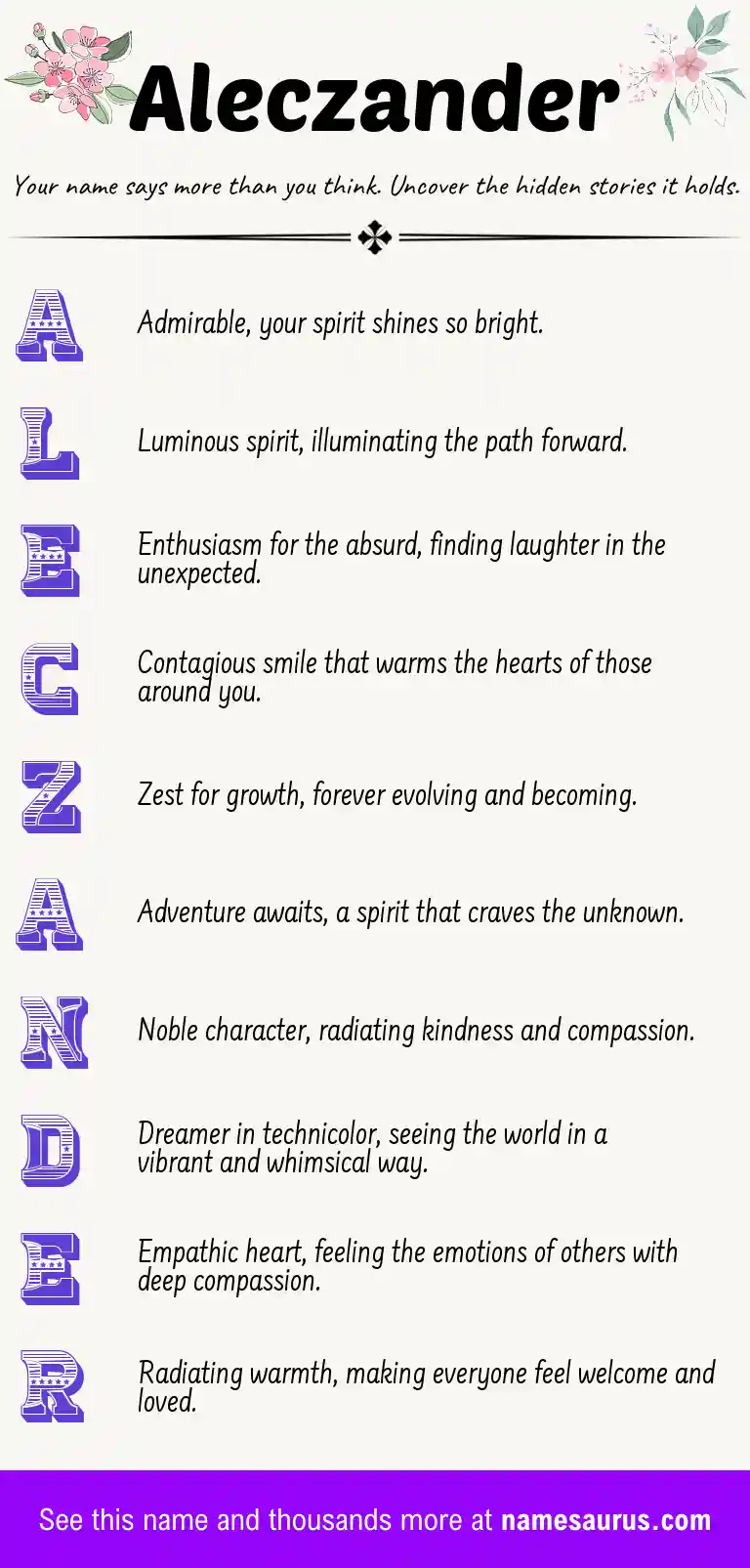 Acrostic poem about Aleczander.