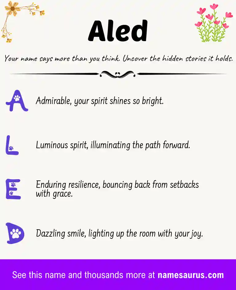 Acrostic poem about Aled.