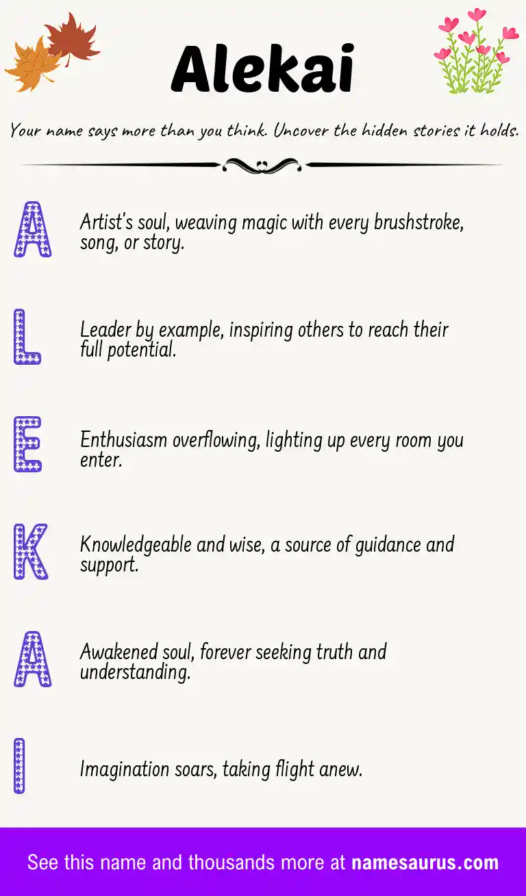 Acrostic poem about Alekai.