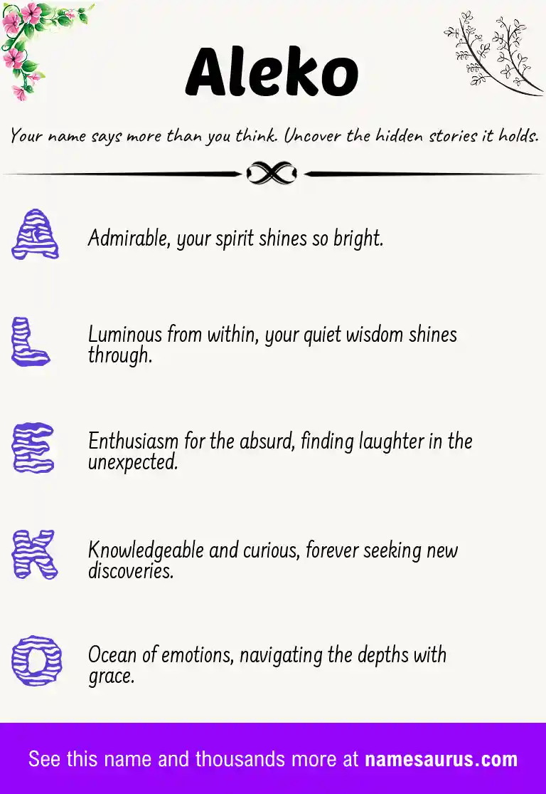 Acrostic poem about Aleko.