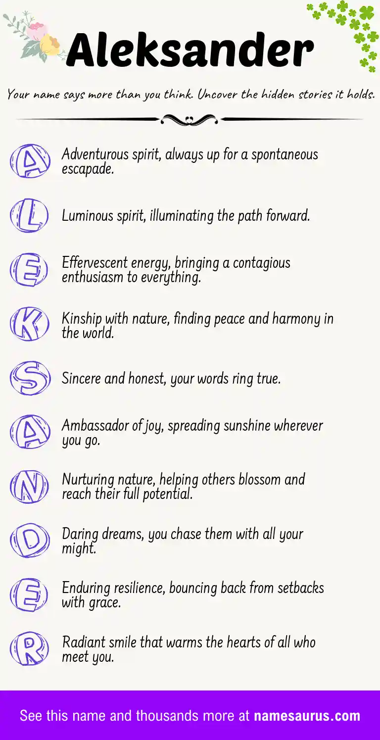 Acrostic poem about Aleksander.