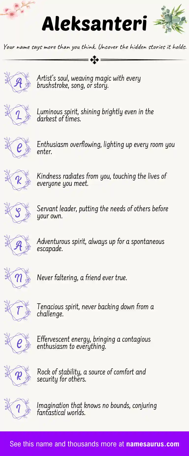 Acrostic poem about Aleksanteri.
