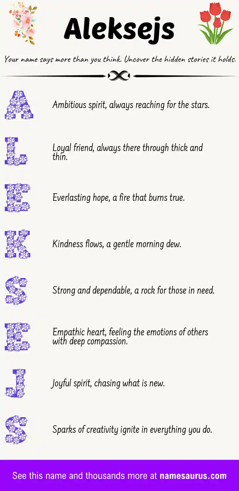 Acrostic poem about Aleksejs.