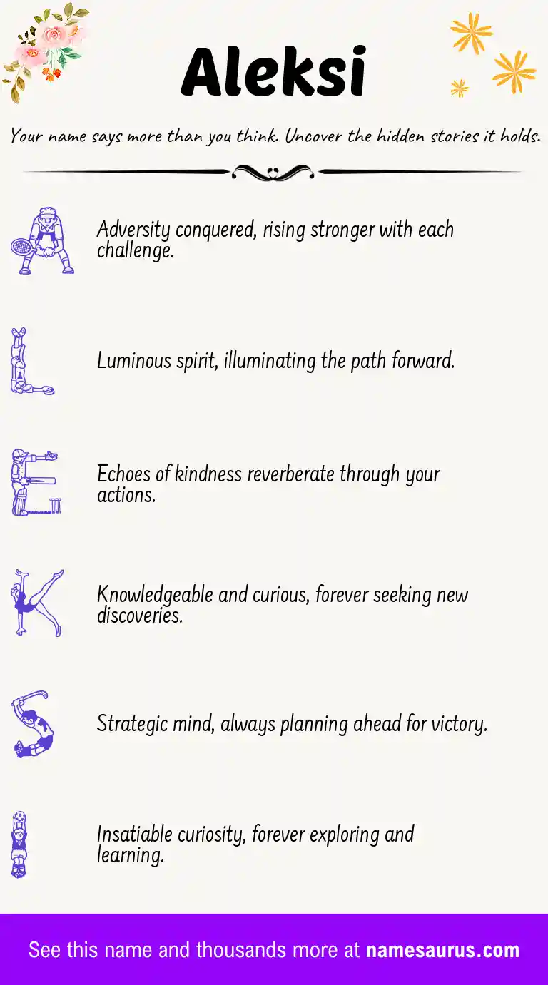 Acrostic poem about Aleksi.