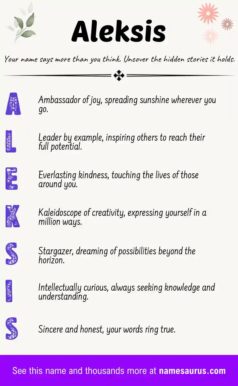 Acrostic poem about Aleksis.