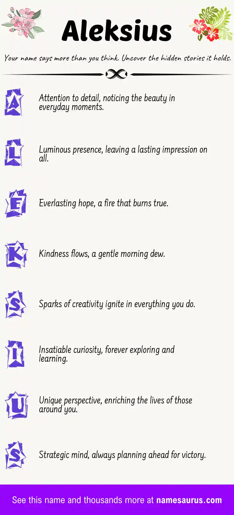 Acrostic poem about Aleksius.