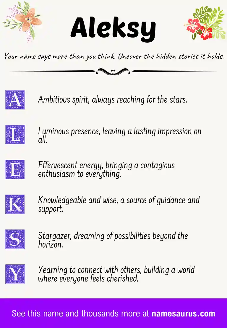 Acrostic poem about Aleksy.