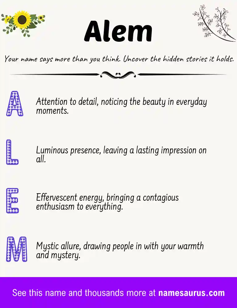 Acrostic poem about Alem.