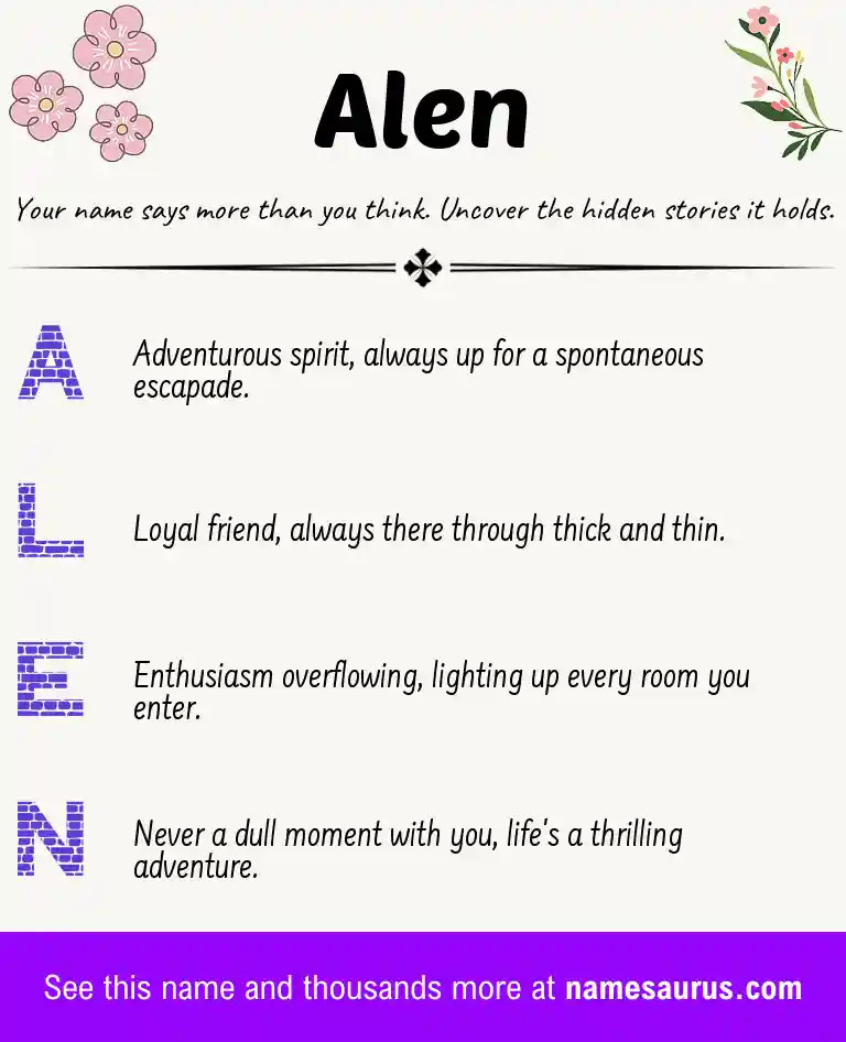Acrostic poem about Alen.