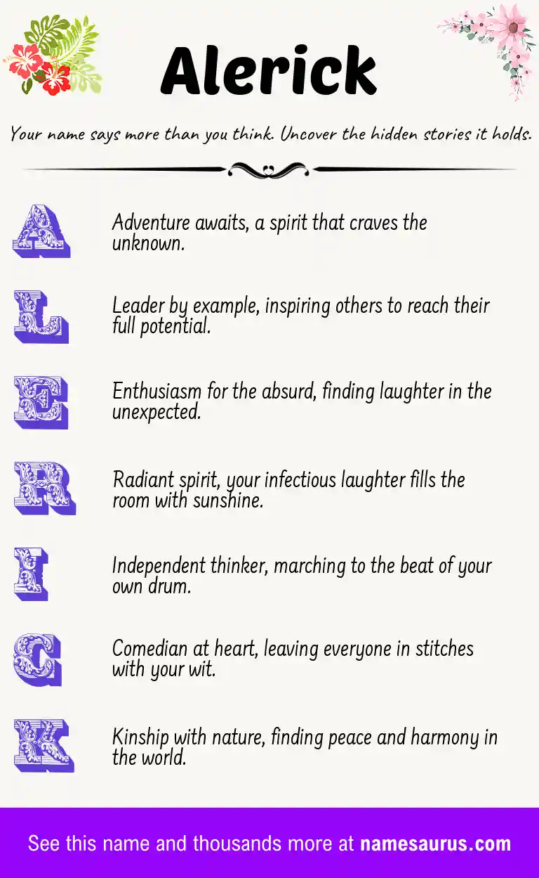Acrostic poem about Alerick.