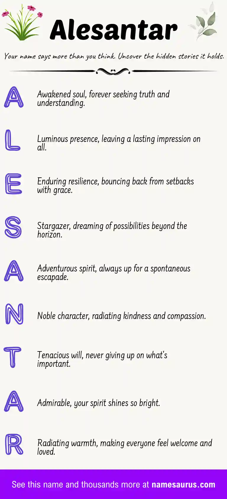 Acrostic poem about Alesantar.