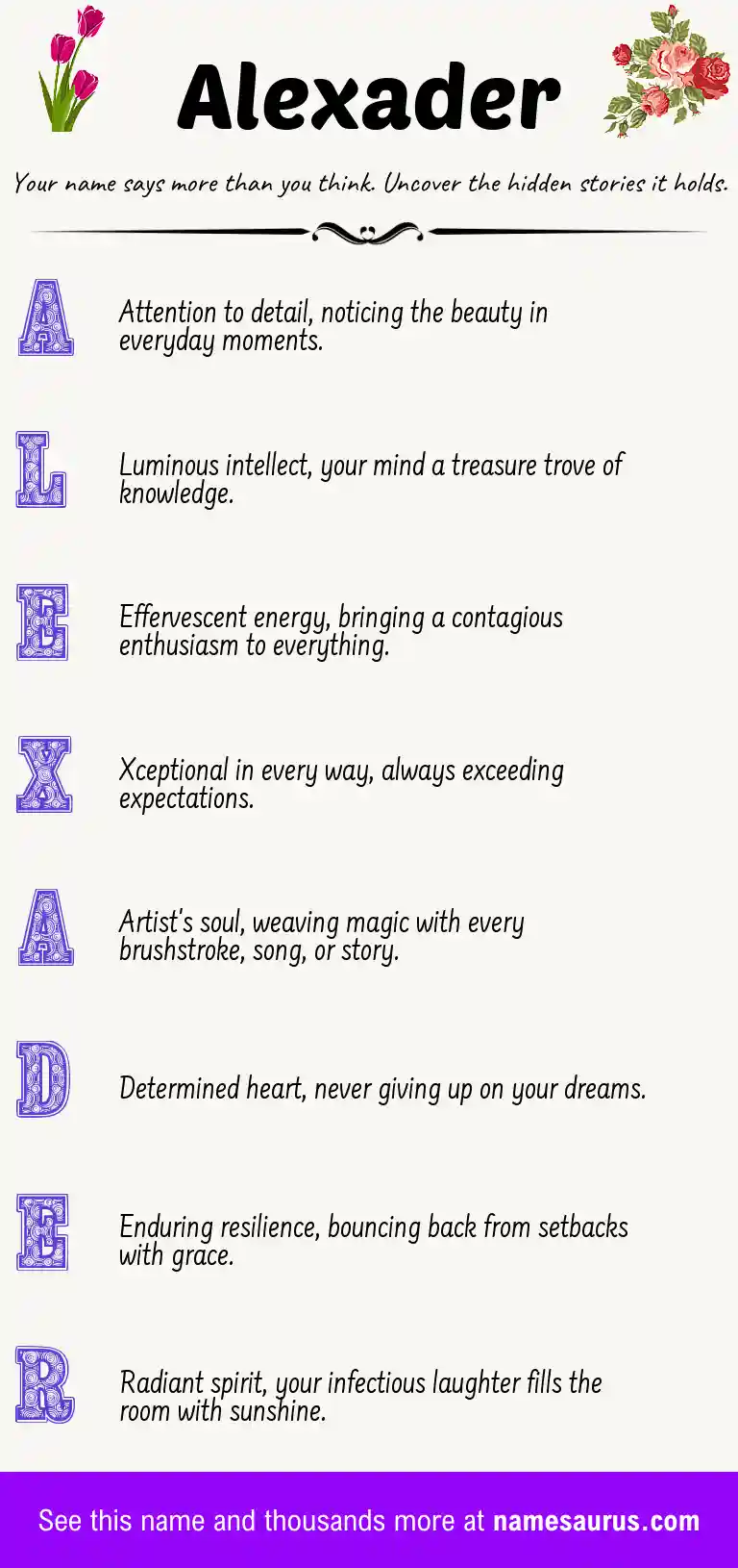 Acrostic poem about Alexader.