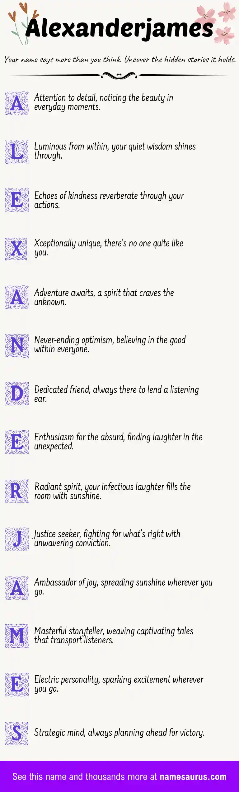 Acrostic poem about Alexanderjames.