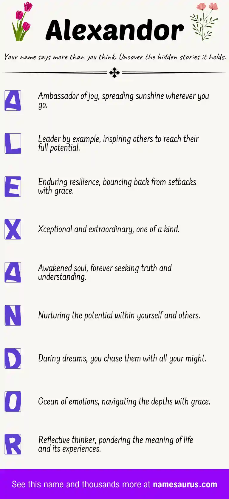 Acrostic poem about Alexandor.