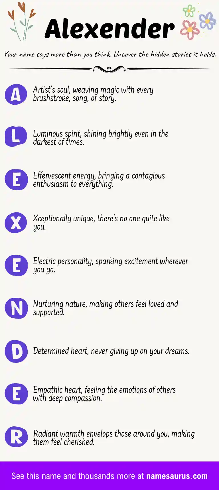 Acrostic poem about Alexender.