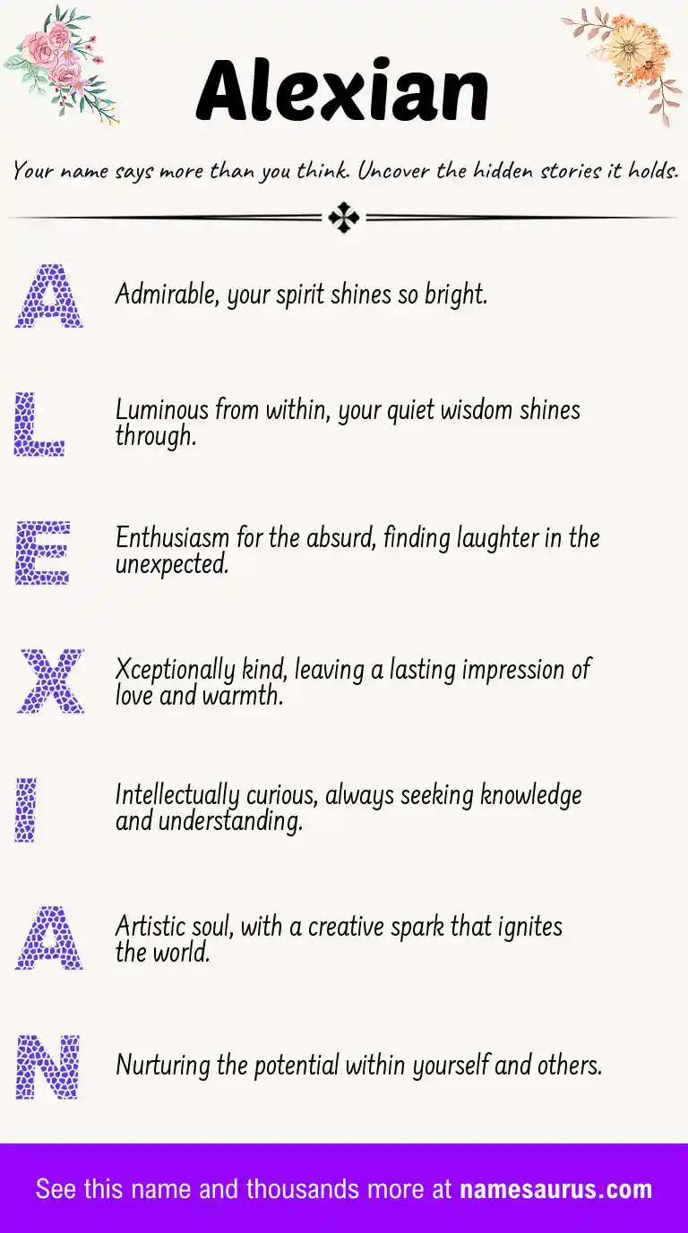 Acrostic poem about Alexian.
