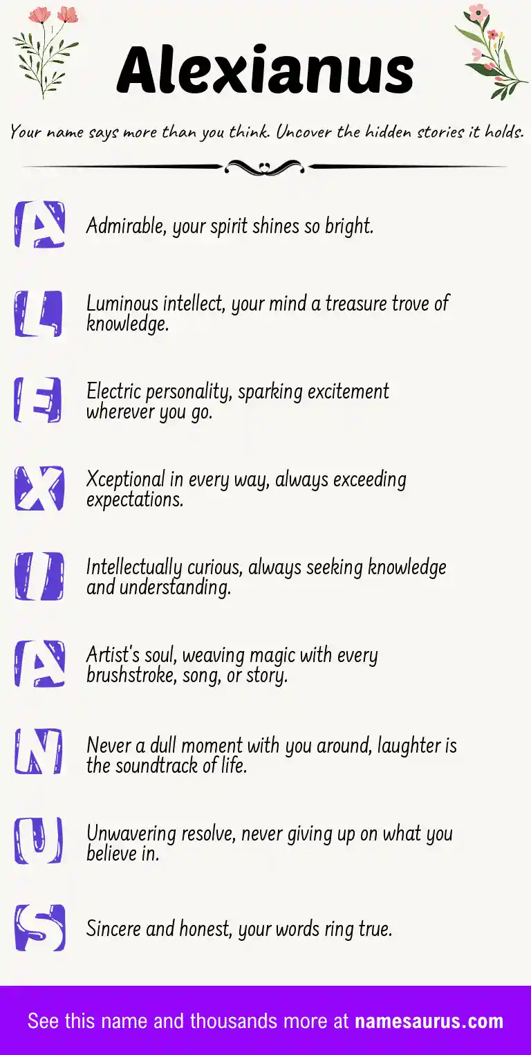 Acrostic poem about Alexianus.