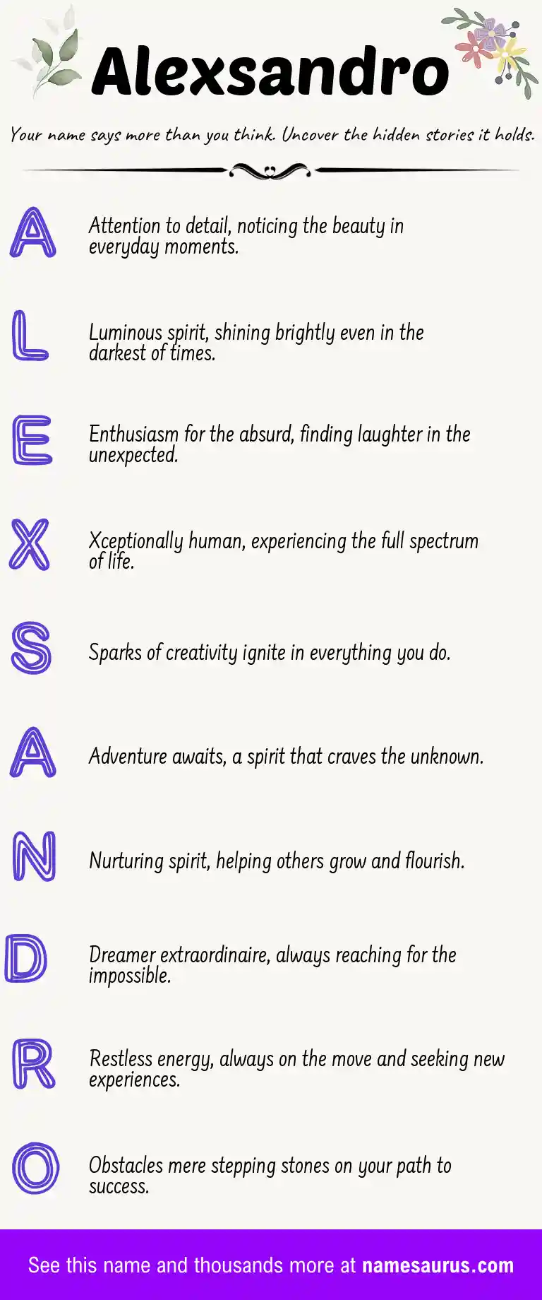 Acrostic poem about Alexsandro.
