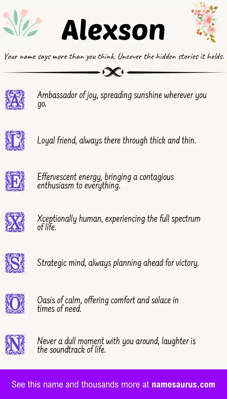Acrostic poem about Alexson.