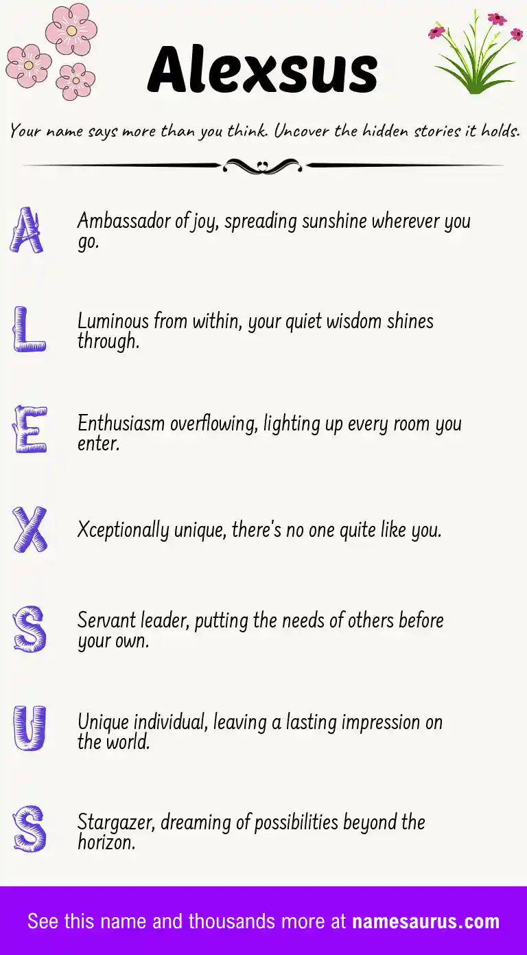 Acrostic poem about Alexsus.