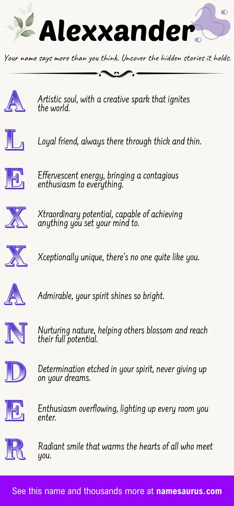 Acrostic poem about Alexxander.