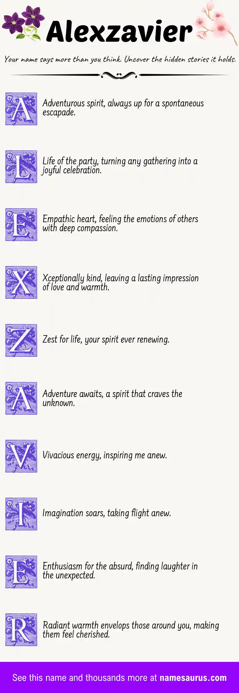 Acrostic poem about Alexzavier.