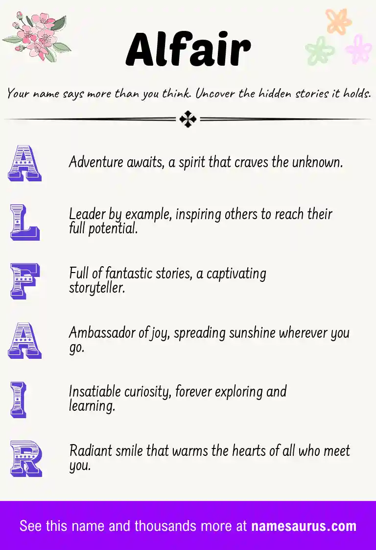 Acrostic poem about Alfair.