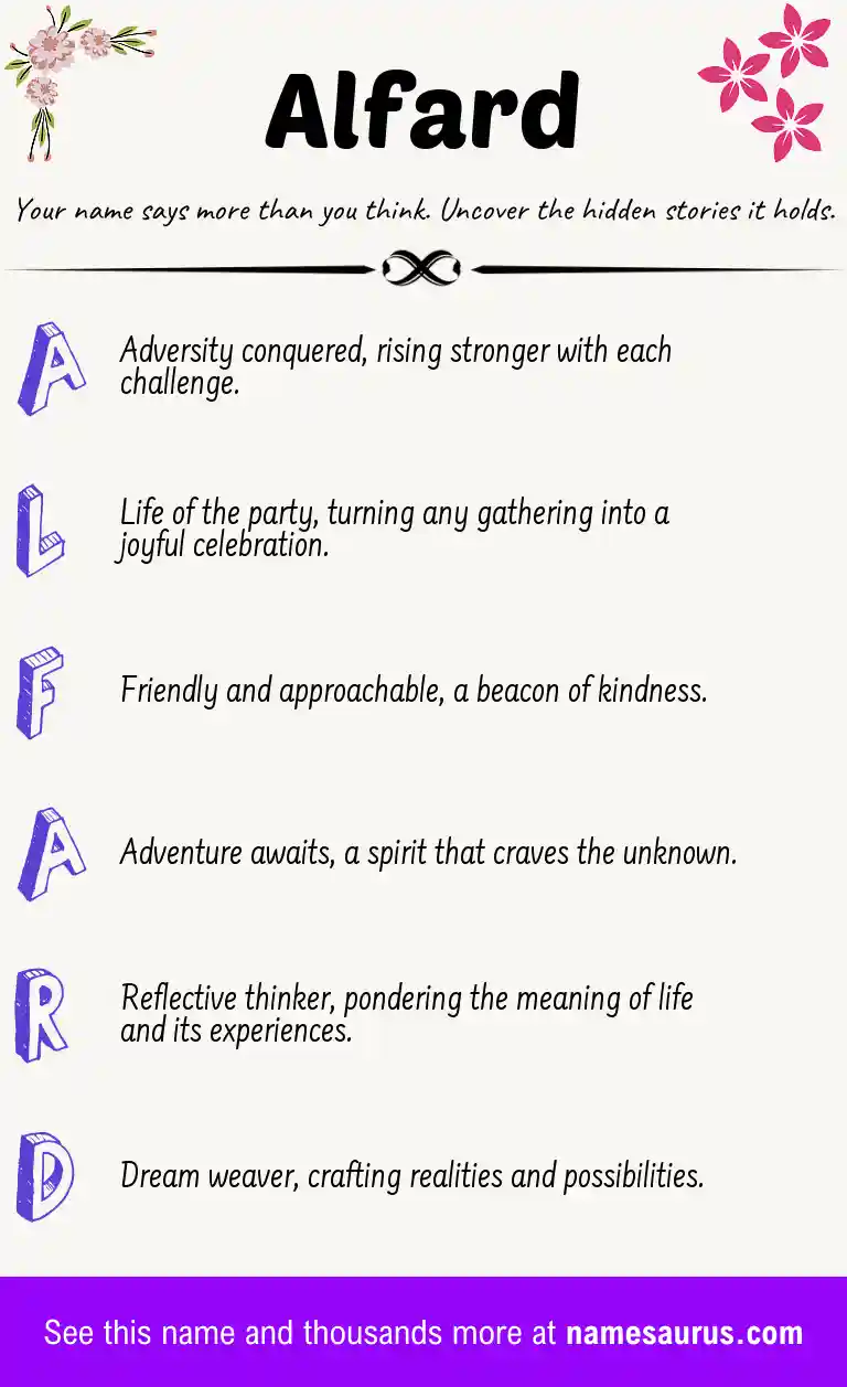 Acrostic poem about Alfard.