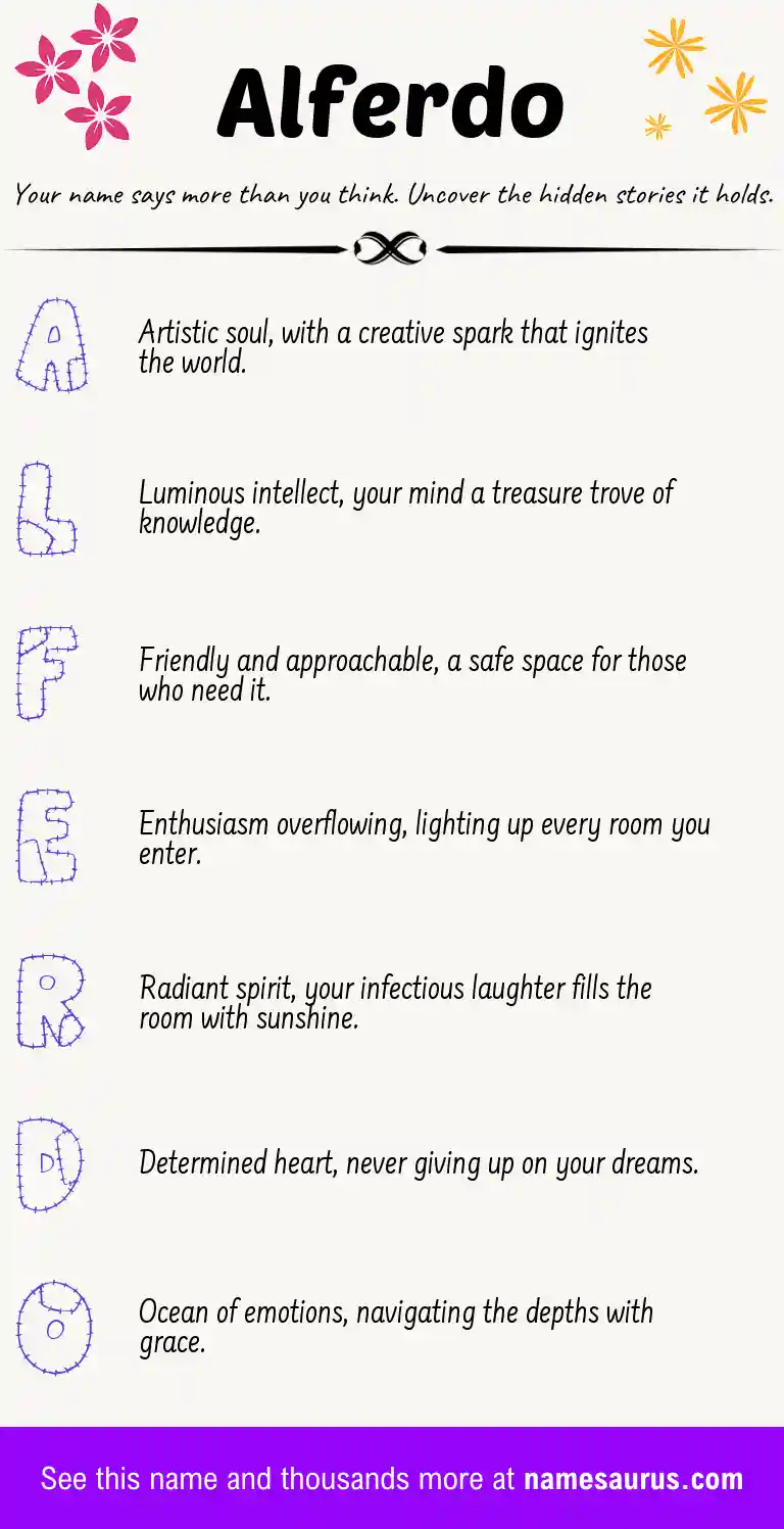 Acrostic poem about Alferdo.