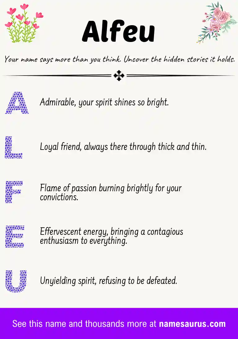 Acrostic poem about Alfeu.